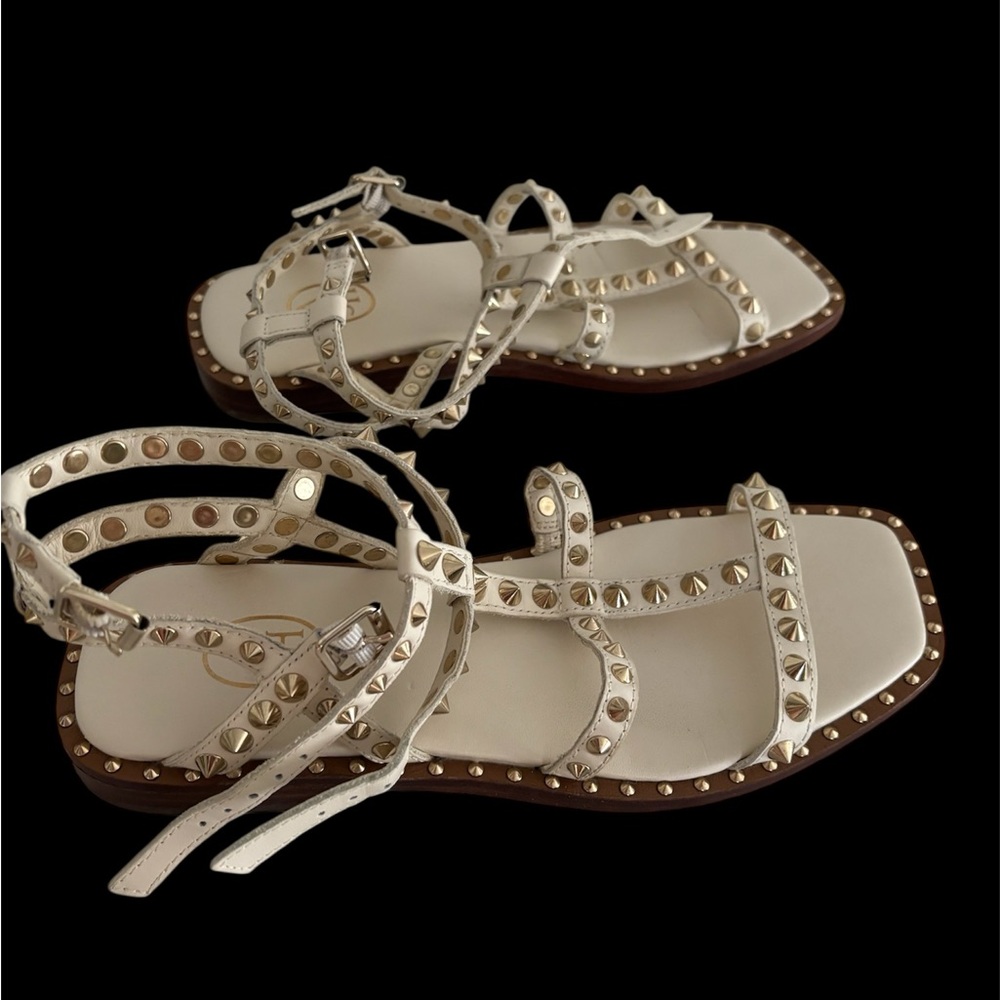 Ash Women's sz 36 White  Leather Play Studded Sandals  Barely worn